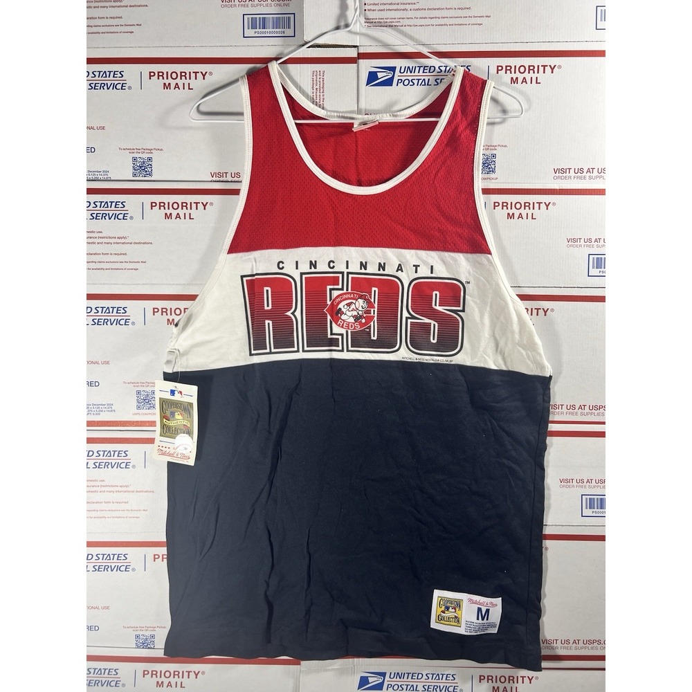 Vintage Mitchell & Ness Cincinnati Reds Tank Top Size Med MLB Baseball 90s‎ NWT
